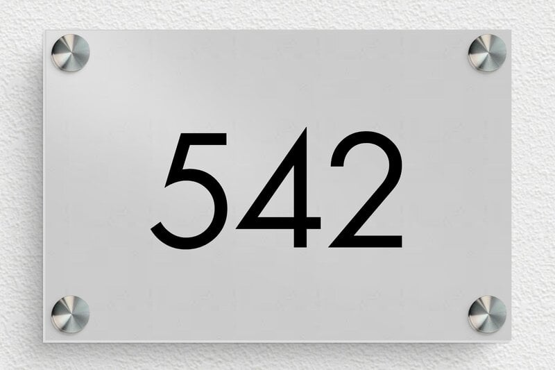 Plaque numéro maison en inox  - Aluminium - 150 x 100 mm - anodise - screws-spacer - num-maison-metal-016-1