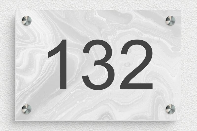 Plaque numéro maison en inox  - Aluminium - 210 x 140 mm - anodise - screws-spacer - num-maison-metal-018-1