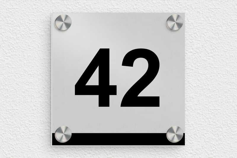 Plaque numéro maison en inox  - Aluminium - 100 x 100 mm - anodise - screws-caps - num-maison-metal-021-1