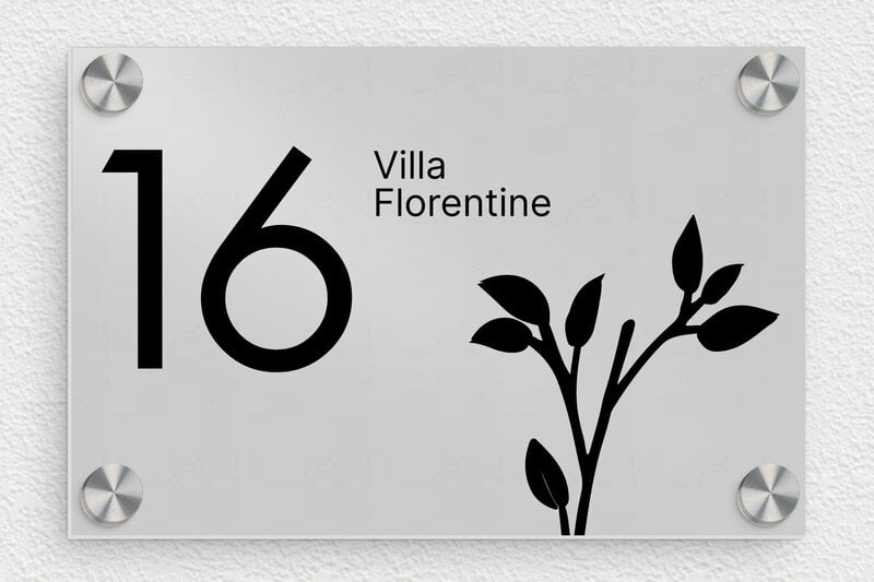 Plaque numéro maison en inox  - Aluminium - 150 x 100 mm - anodise - screws-caps - num-maison-metal-027-1