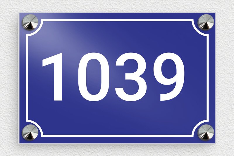 Numéro de maison en métal - Aluminium - 150 x 100 mm - bleu - screws-caps - num-maison-metalbleu-005-1