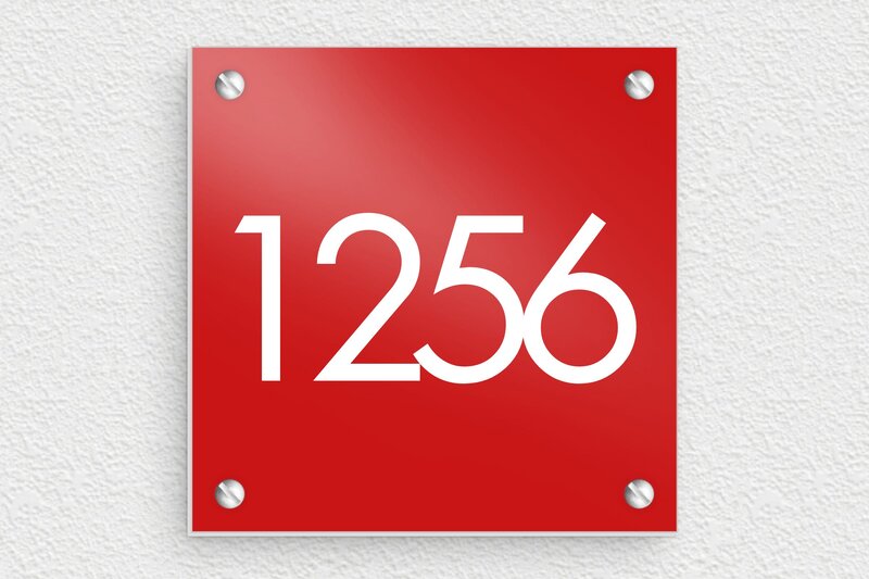 Numéro de maison en métal - Aluminium - 100 x 100 mm - rouge - screws - num-maison-metalrouge-007--1