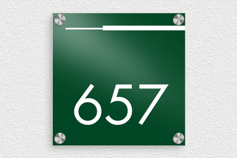 Plaque verte numéro de maison - Aluminium - 150 x 150 mm - vert - screws-caps - num-maison-vert-006--1