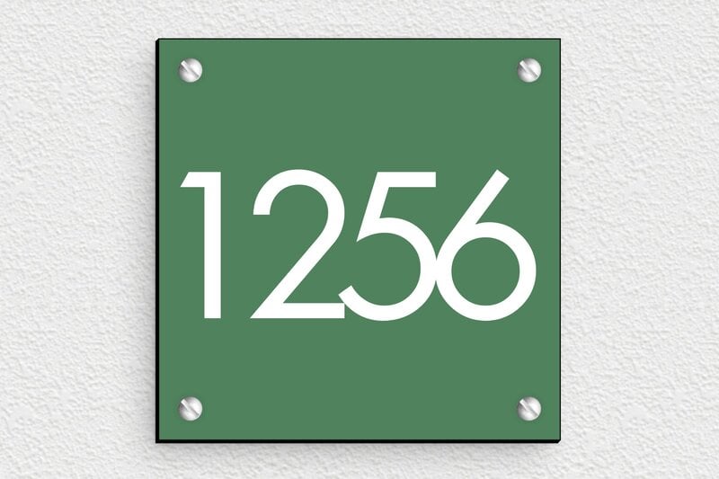 Plaque verte numéro de maison - PVC - 100 x 100 mm - custom - screws - num-maison-vert-007--1