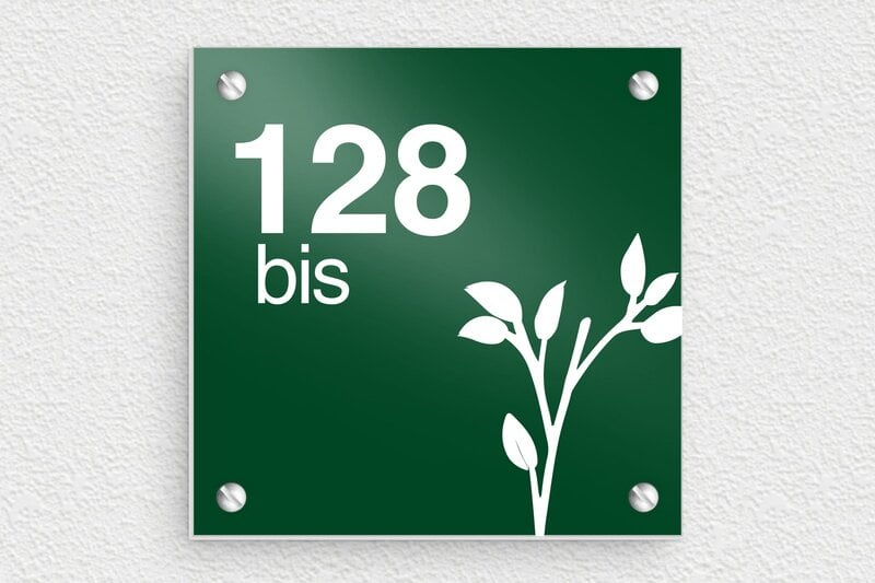 Plaque verte numéro de maison - Aluminium - 100 x 100 mm - vert - screws - num-maison-vert-009-1