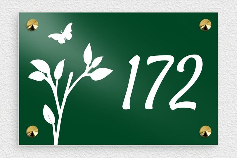 Plaque verte numéro de maison - Aluminium - 210 x 140 mm - vert - screws-caps - num-maison-vert-012-1
