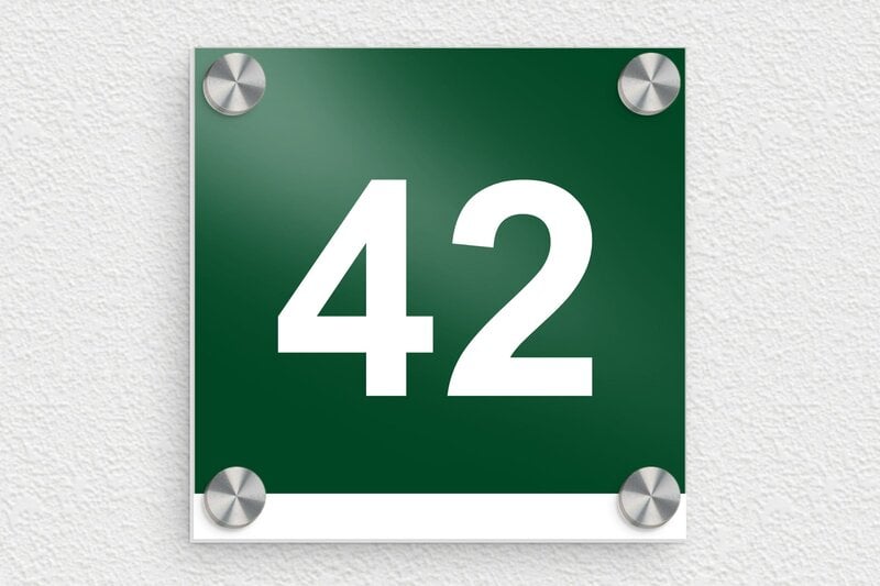 Plaque verte numéro de maison - Aluminium - 100 x 100 mm - vert - screws-caps - num-maison-vert-021-1