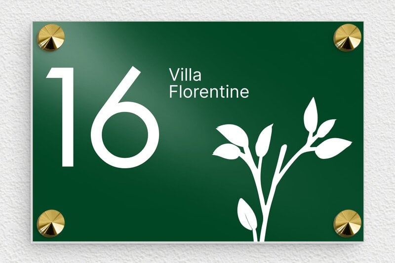 Plaque verte numéro de maison - Aluminium - 150 x 100 mm - vert - screws-caps - num-maison-vert-027-1