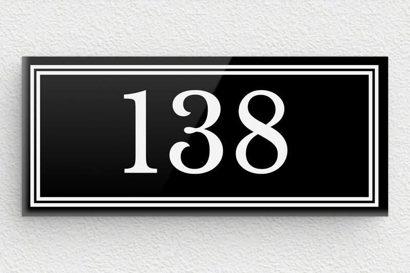 Plaque numéro maison en plexiglas - Plexiglass - 80 x 35 mm - noir-blanc - glue - numero-maison-plexi-001-3
