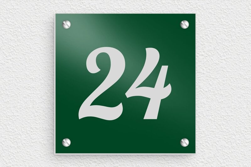 Plaque verte numéro de maison - Aluminium - 100 x 100 mm - vert - screws - numero-maison-vert-029-1