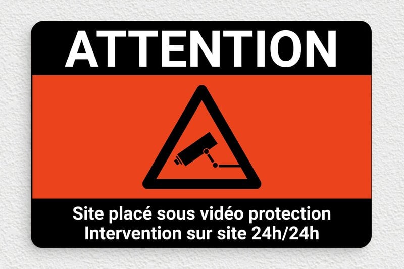 Panneau vidéoprotection - Plaque attention vidéo surveillance - 210 x 140 mm - PVC - custom - glue - pa-surveillance-quadri-001-4