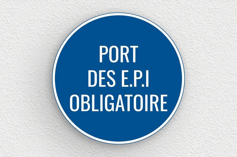 Panneau de signalisation - Panneau rond port des EPI obligatoire - 300 x 300 mm - PVC - bleu-blanc - glue - panneau-chantier-002-3