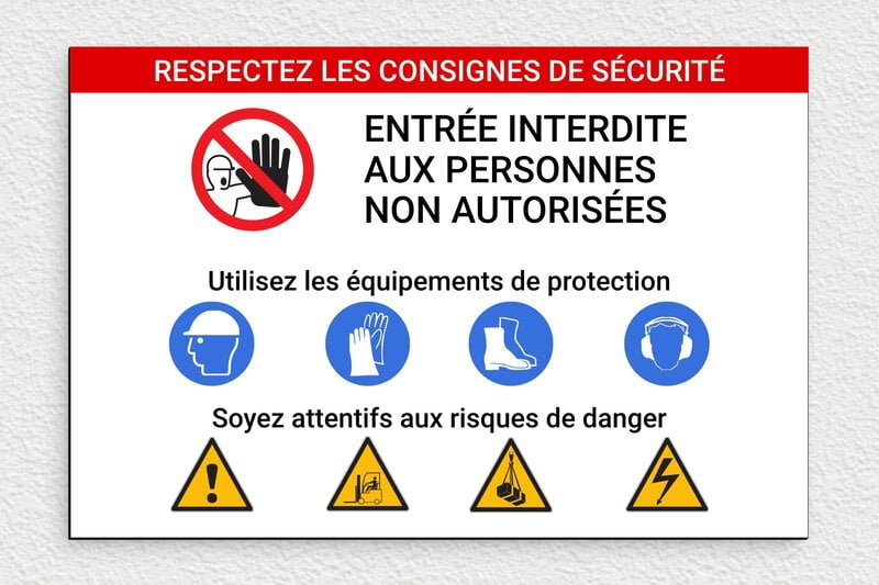 Signalisation de Santé et de Sécurité au travail - Panneau respectez les consignes de sécurité - 300 x 200 mm - PVC - custom - glue - panneau-chantier-012-3