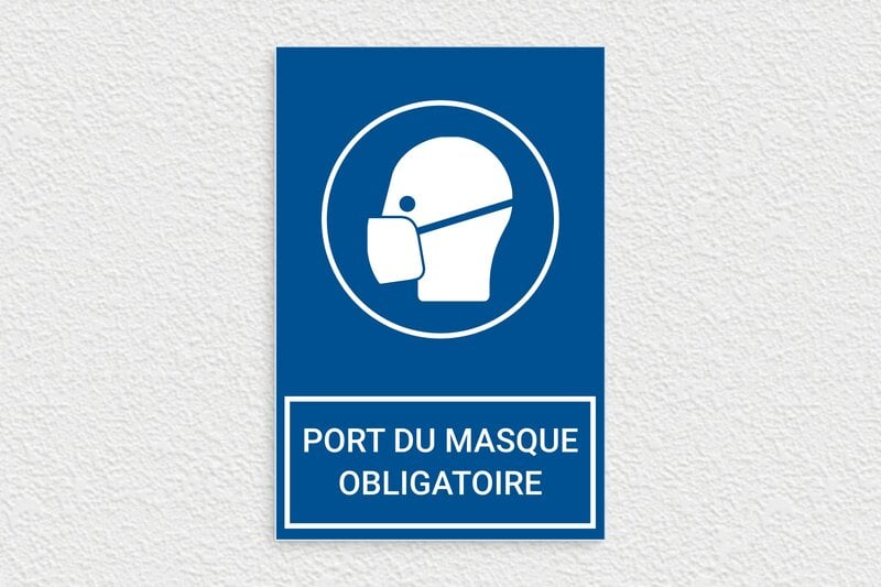 Panneau Covid 19 - Panneau port du masque obligatoire - 200 x 300 mm - PVC - bleu-blanc - glue - panneau-covid-001-3