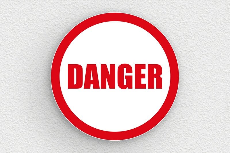 Panneau rond danger - 300 x 300 mm - PVC - blanc-rouge - glue - panneau-danger-002-3