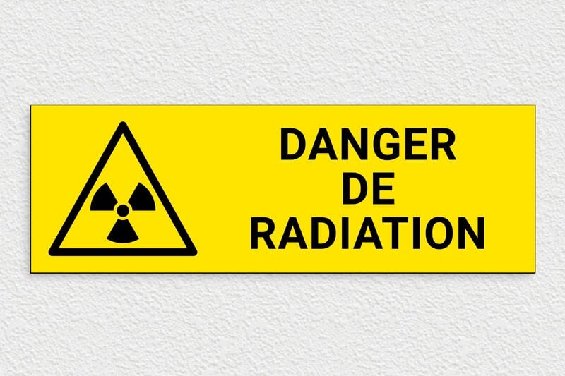 Panneau avertissement - Panneau danger de radiation - 450 x 150 mm - PVC - jaune-noir - glue - panneau-danger-004-3