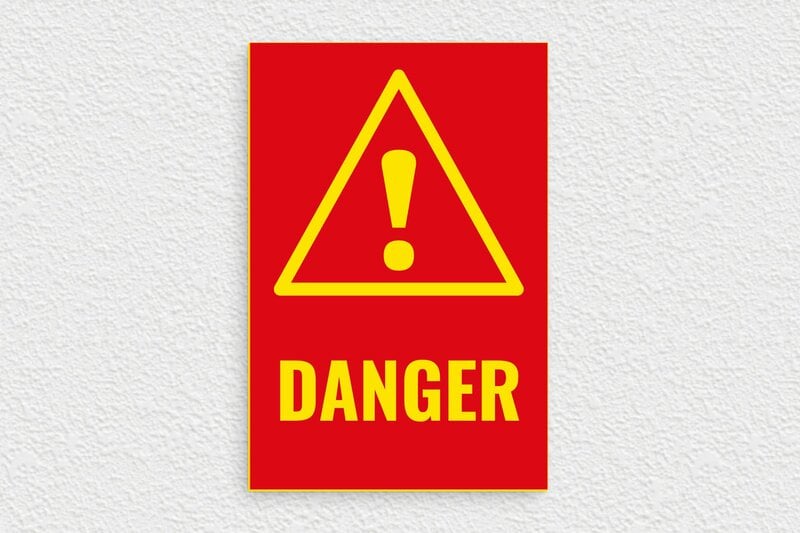 Panneau danger - PVC - 140 x 210 mm - rouge-jaune - glue - panneau-danger-009-3