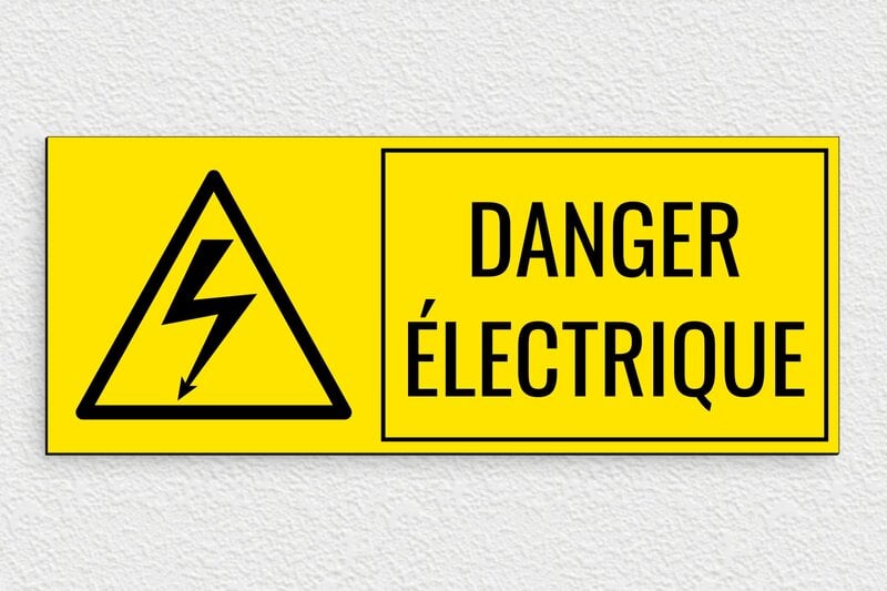 Panneau avertissement - Panneau danger électrique - 300 x 120 mm - PVC - jaune-noir - glue - panneau-electrique-002-3