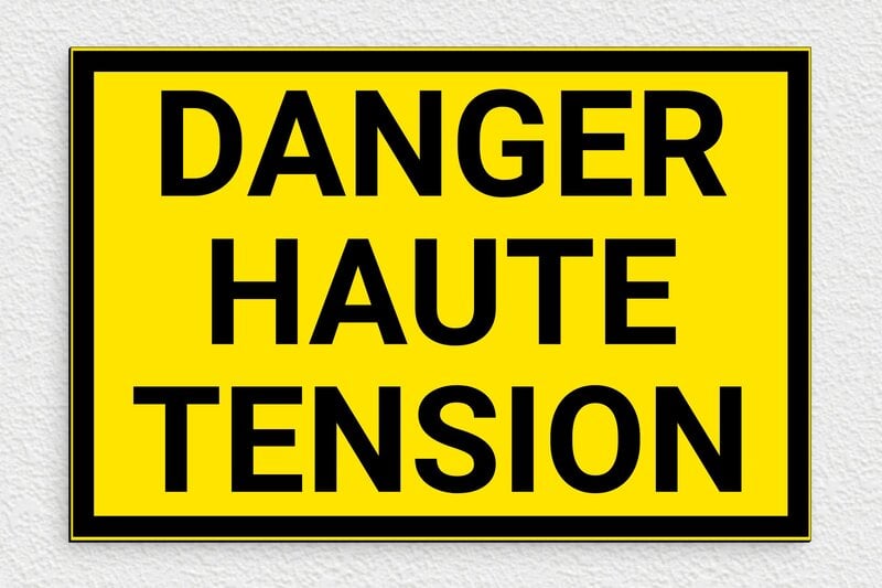 Panneau avertissement - Panneau danger haute tension - 300 x 200 mm - PVC - jaune-noir - glue - panneau-electrique-004-3