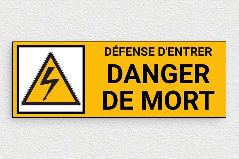 Panneau danger - Panneau danger de mort - 210 x 75 mm - PVC - custom - glue - panneau-electrique-006-3