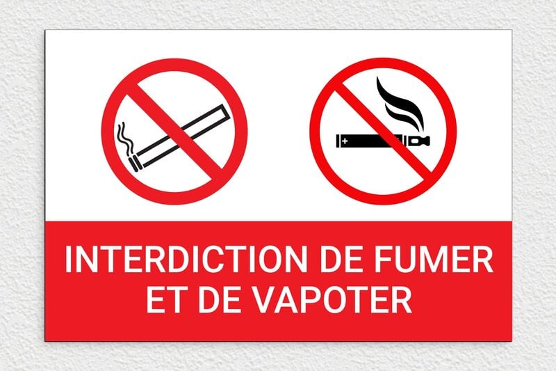 Panneau signalétique - Panneau interdiction de fumer et de vapoter - 450 x 300 mm - PVC - custom - glue - panneau-fumer-vapoter-003-3