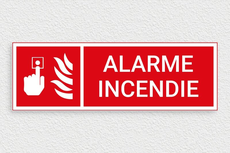 Panneau sécurité incendie - Panneau alarme incendie - 300 x 100 mm - PVC - rouge-blanc - glue - panneau-incendie-007-3
