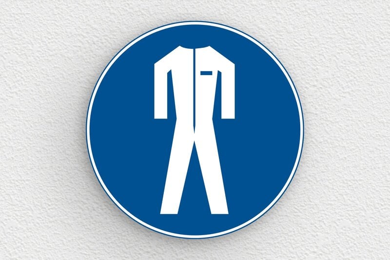 Panneaux d'obligation et d'information - Plaque ronde port d'un vêtement de protection obligatoire - 200 x 200 mm - PVC - bleu-blanc - glue - panneau-sante-securite-001-3