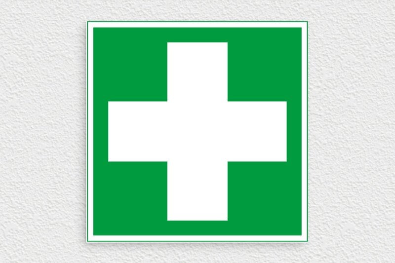 Signalisation de Santé et de Sécurité au travail - Plaque premiers secours - 200 x 200 mm - PVC - vert-blanc - glue - panneau-signalisation-002-3