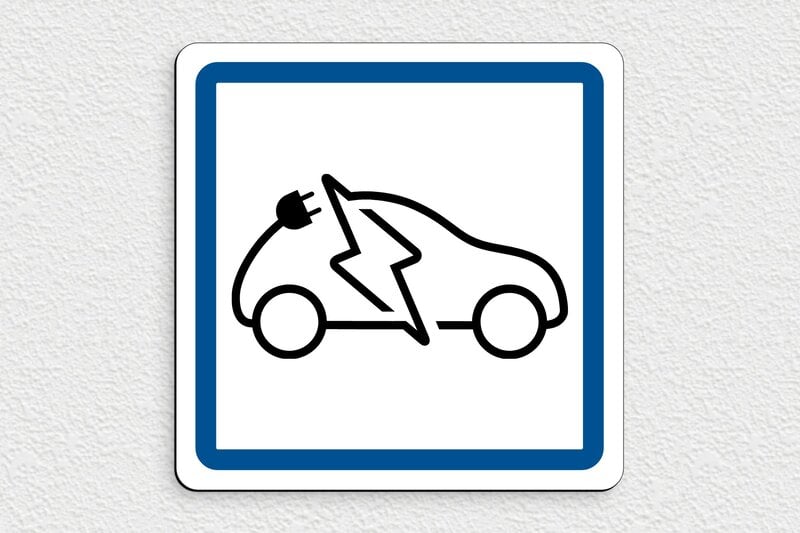 Panneau de signalisation - Plaque borne de recharge pour voiture électrique - 200 x 200 mm - PVC - custom - glue - panneau-voiture-electrique-005-3