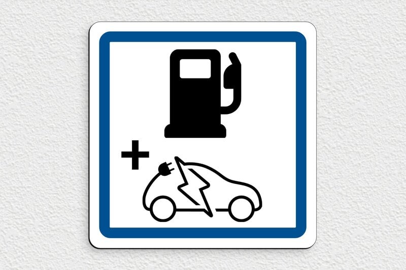 Panneau Voiture électrique - Plaque carburant et borne de recharge - 200 x 200 mm - PVC - custom - glue - panneau-voiture-electrique-007-3