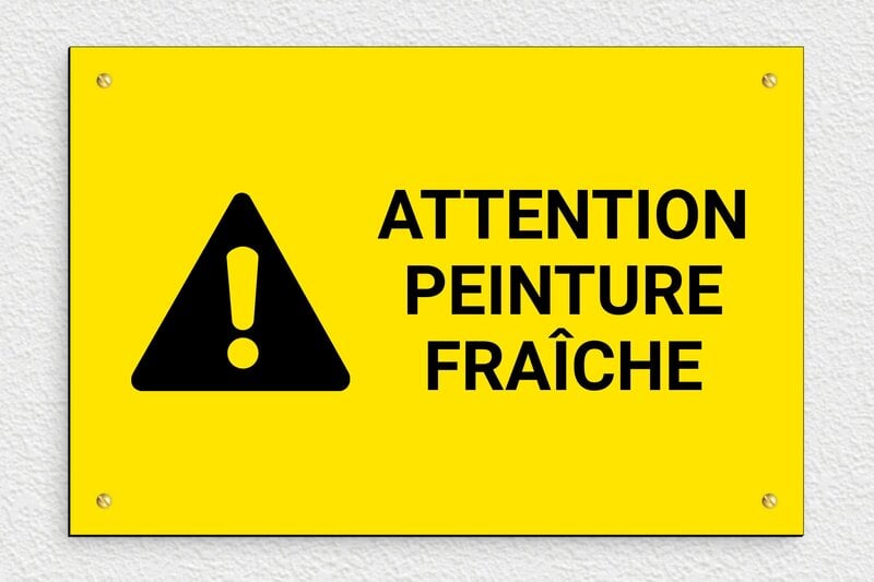 Panneau avertissement - Panneau attention peinture fraîche - 300 x 200 mm - PVC - jaune-noir - screws - pl-avertissement-001-1
