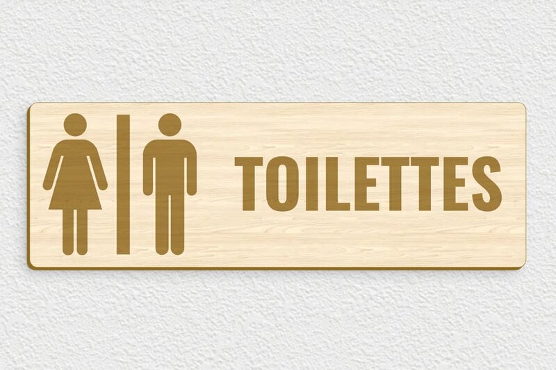 Signalétique Toilette et WC - Bois - 300 x 100 mm - erable - glue - pl-bois-023-4