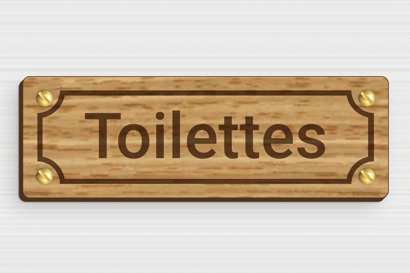 Plaque de porte WC - Toilettes et salle de bains - Bois - 150 x 50 mm - chene - screws - pl-bois-032-4