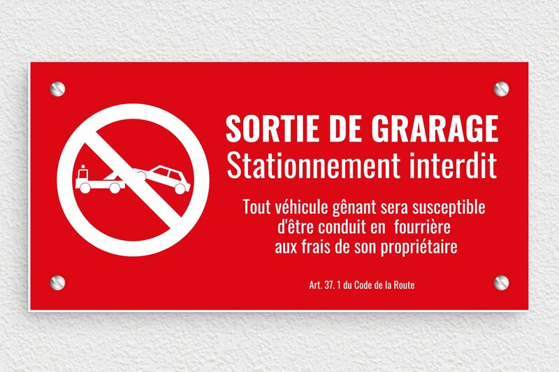 Panneau interdiction de stationner - PVC - 200 x 100 mm - rouge-blanc - screws - pl-garage-003-1