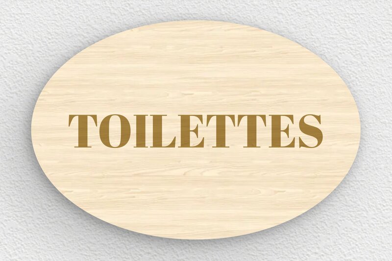 Plaque de porte WC - Toilettes et salle de bains - Bois - 210 x 140 mm - erable - glue - pl-gravure-020-1