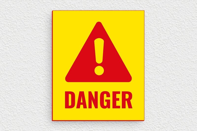 Panneau danger - Plaque danger - 100 x 120 mm - PVC - jaune-rouge - magnetic - pl-magnetique-08-1