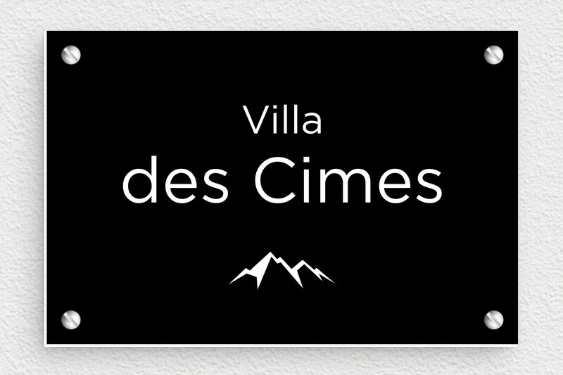 Plaque nom de maison - PVC - 150 x 100 mm - noir-blanc - screws - pl-maion-nom-villa-002-1
