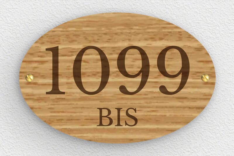 Plaque numéro maison en bois  - Bois - 150 x 100 mm - chene - screws - pl-maison-bois-029-1