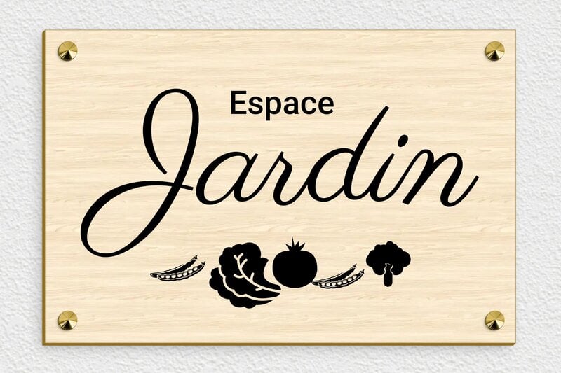 Plaque Jardin - Bois - 300 x 200 mm - erable - screws-caps - pl-maison-jardin-bois-007-1