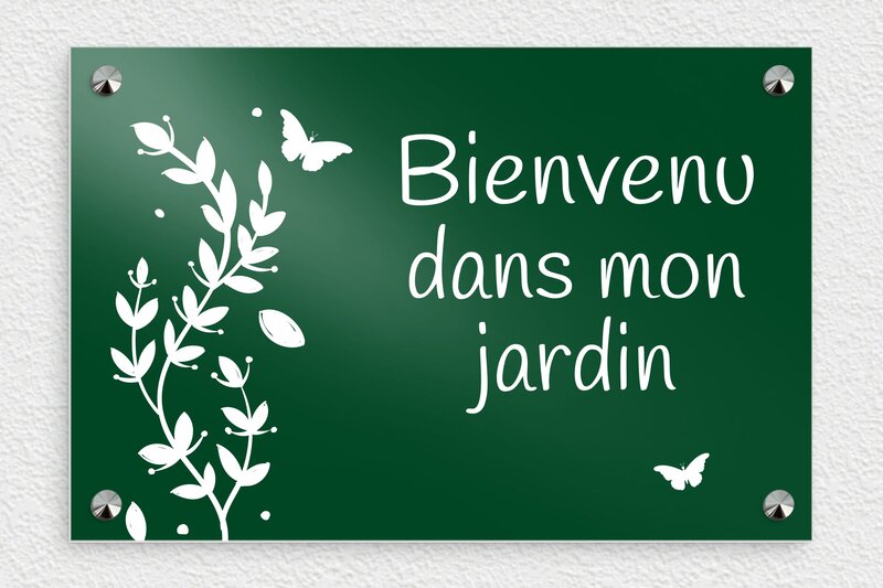 Plaque Jardin - Aluminium - 300 x 200 mm - vert - screws-caps - pl-maison-jardin-metal-001-1