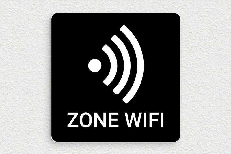 Signalétique pour une association sportive - Plaque zone wifi - 150 x 150 mm - PVC - noir-blanc - glue - pl-pictogramme-008-1