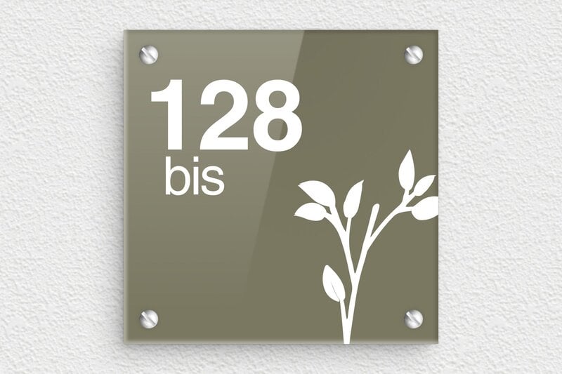 Plaque numéro maison en plexiglas - Plexiglass - 100 x 100 mm - custom - screws - pl-plexi-005-1