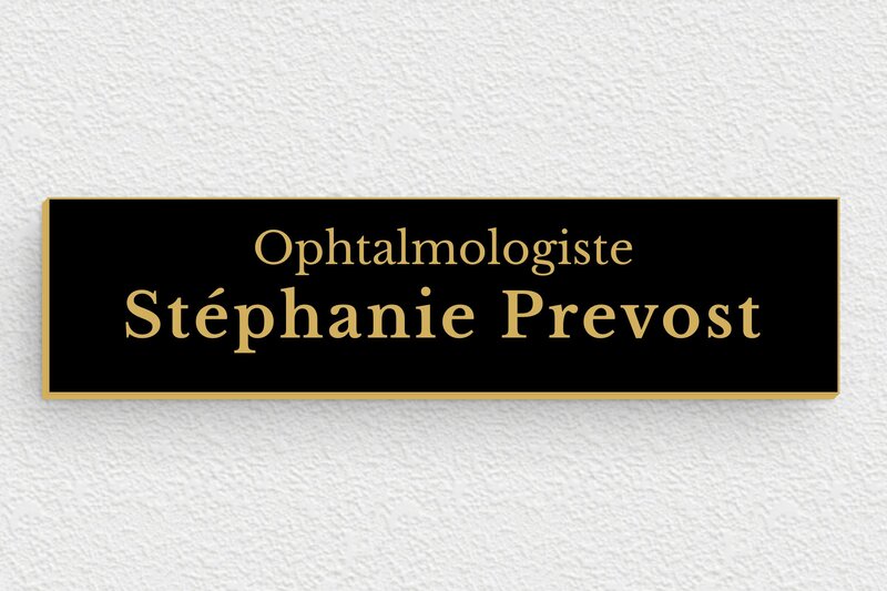 Plaque ophtalmologue - PVC - 100 x 25 mm - noir-or - glue - pl-plexiglas-028-1