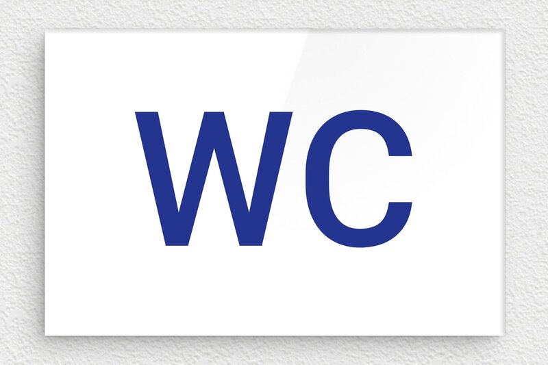 Plaque de porte WC - Toilettes et salle de bains - Plexiglass - 150 x 100 mm - blanc-bleu - glue - pl-plexiglas-037-1