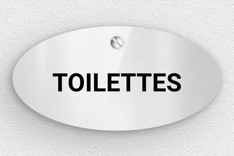 Signalétique Toilette et WC - PVC - 100 x 50 mm - gris-brillant-noir - screws - pl-plexiglas-038-1
