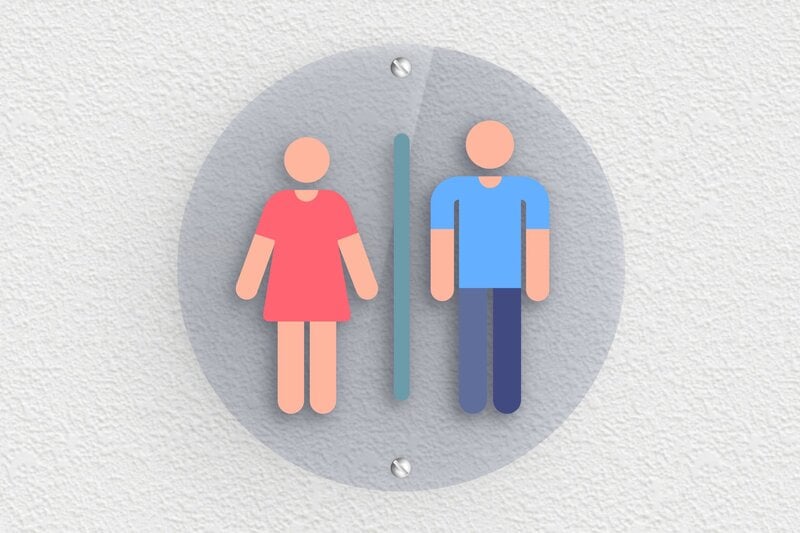 Plaque de porte WC - Toilettes et salle de bains - Plexi Transparent Bleu - 150 x 150 mm - bleu - screws - pl-toilette-002-1