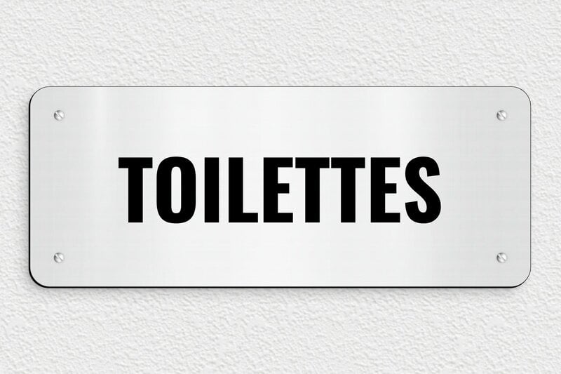 Plaque de porte WC - Toilettes et salle de bains - PVC - 300 x 120 mm - gris-brosse-noir - screws - pl-toilette-009-1