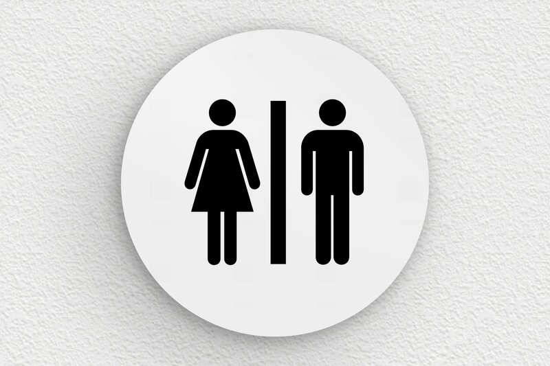 Plaque de porte WC - Toilettes et salle de bains - PVC - 100 x 100 mm - gris-noir - glue - pl-toilettes-006-1