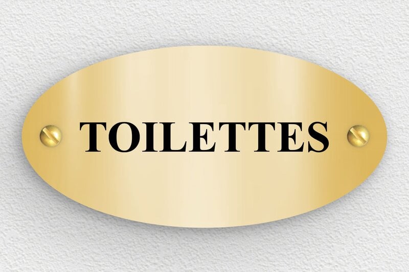 Plaque de porte WC - Toilettes et salle de bains - PVC - 100 x 50 mm - or-brosse-noir - screws - pl-toilettes-009-1