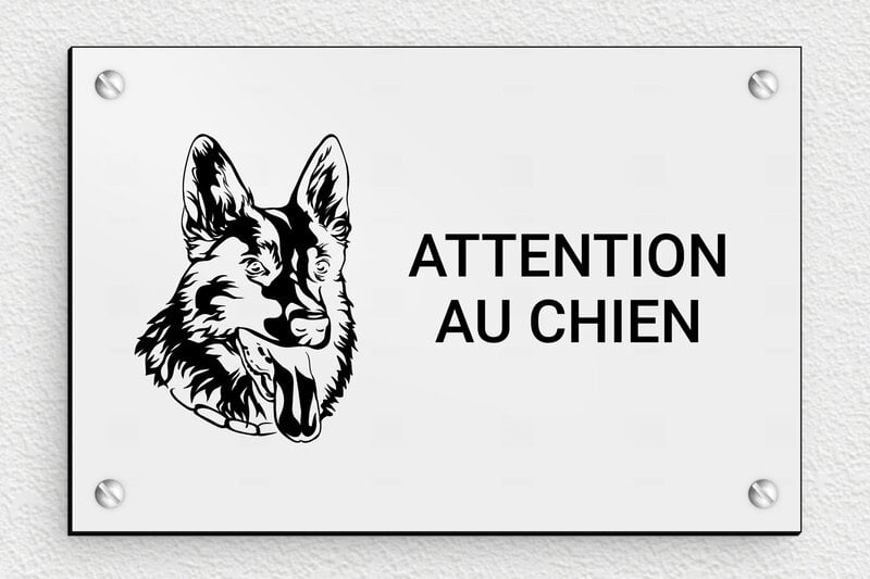 Attention au chien - Panneau attention au chien - 150 x 100 mm - PVC - gris-noir - screws - pl-villa-039-1